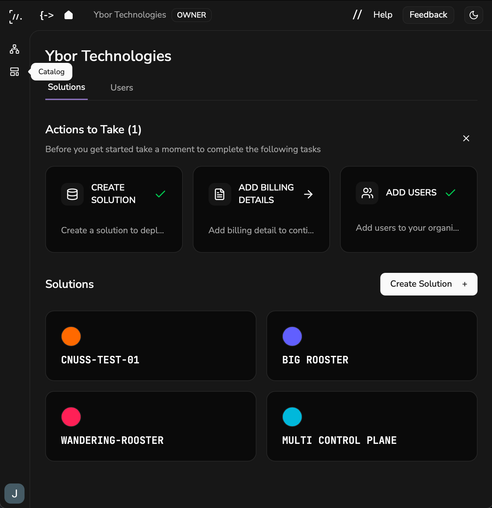 Clicking Catalog in the navigation