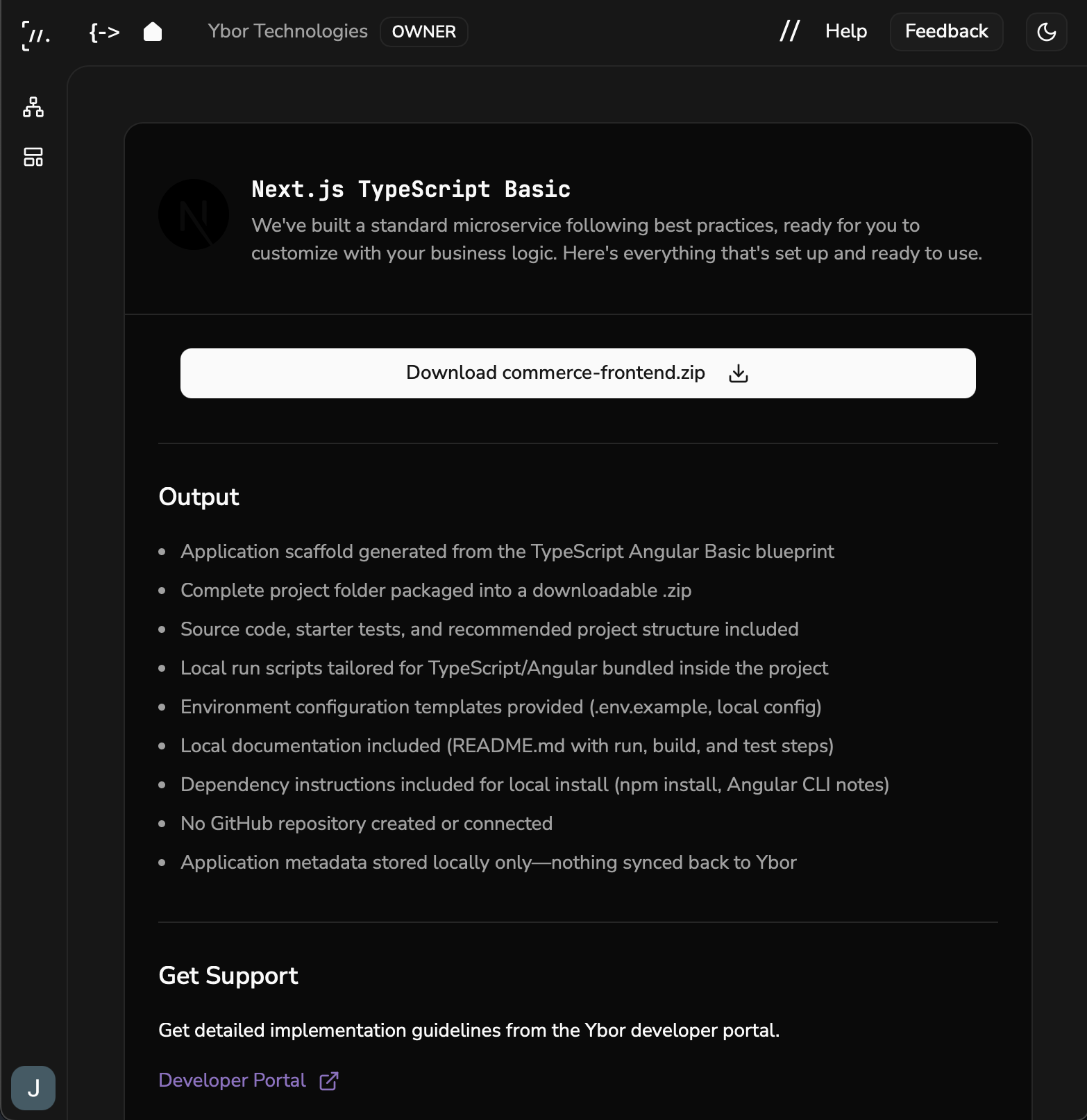 Download ready screen with Output details